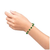 14KT Yellow Gold Dyed Green Jade Bolo Adjustable Bracelet