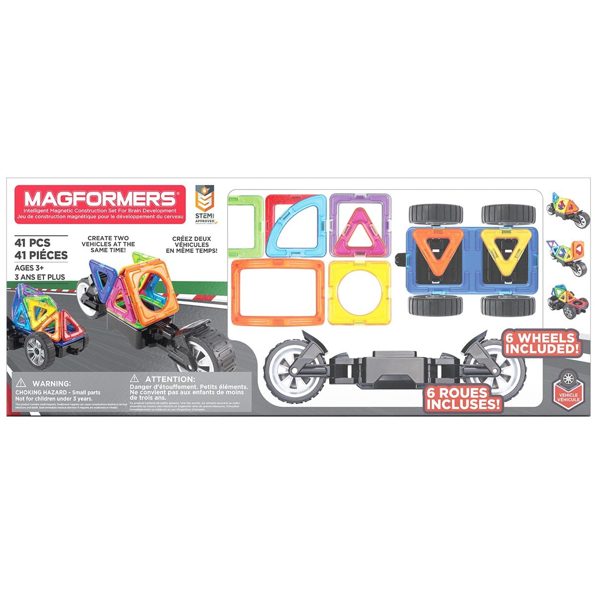 magformers amazing wheels vehicle construction set 41pc