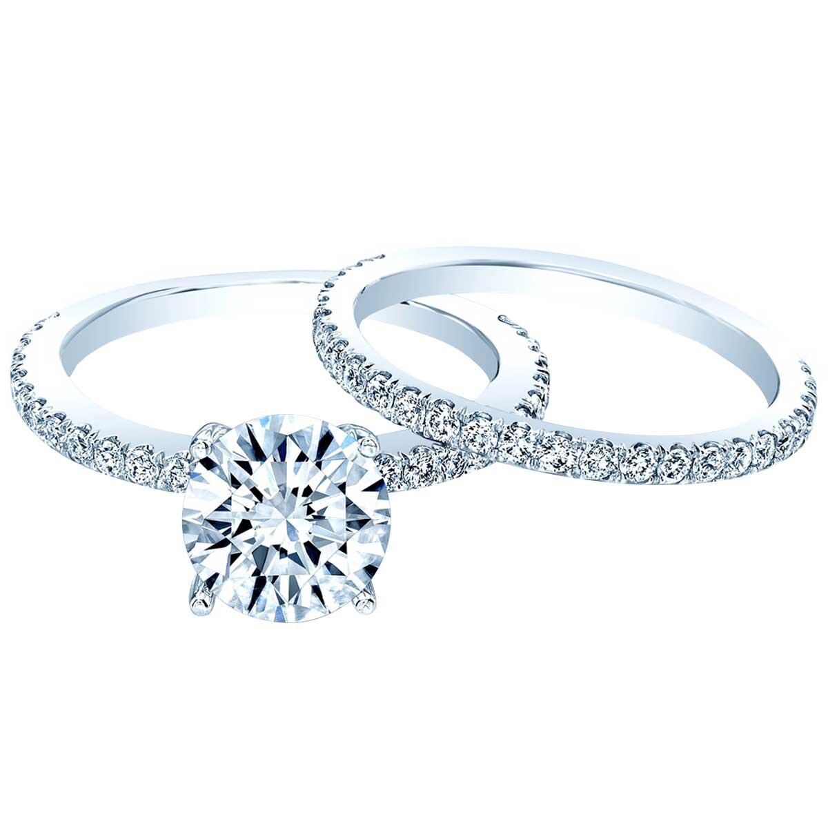 Platinum 1.68ctw Round Brilliant Cut Diamond Wedding Set