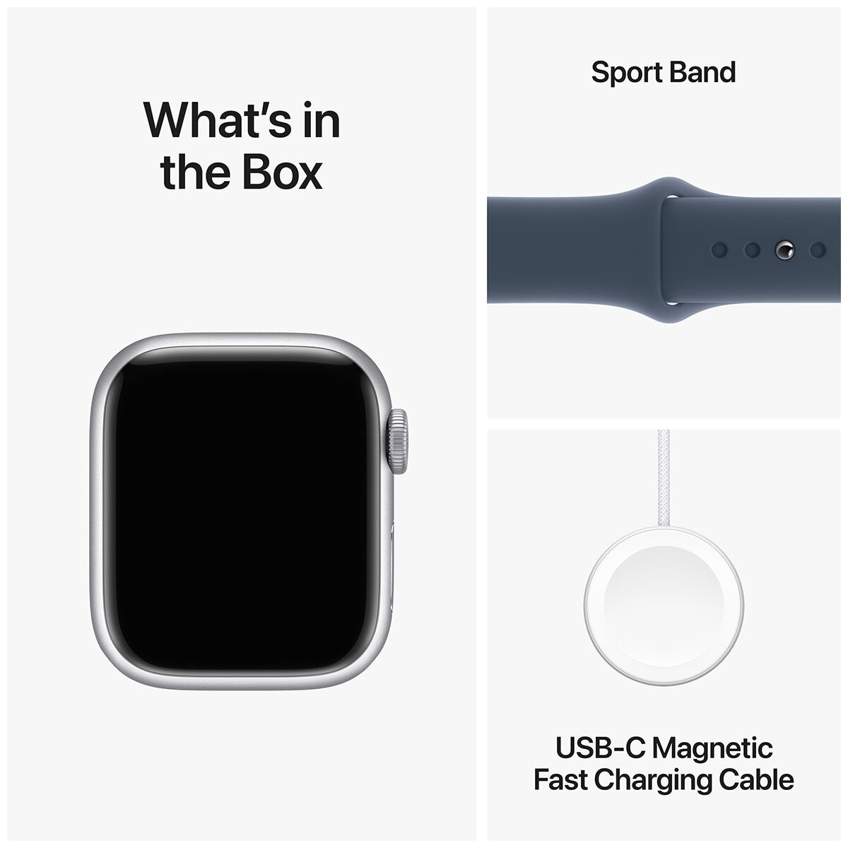 Apple Watch Series 9 GPS + Cellular 41mm Silver Aluminium Case with Storm Blue Sport Band