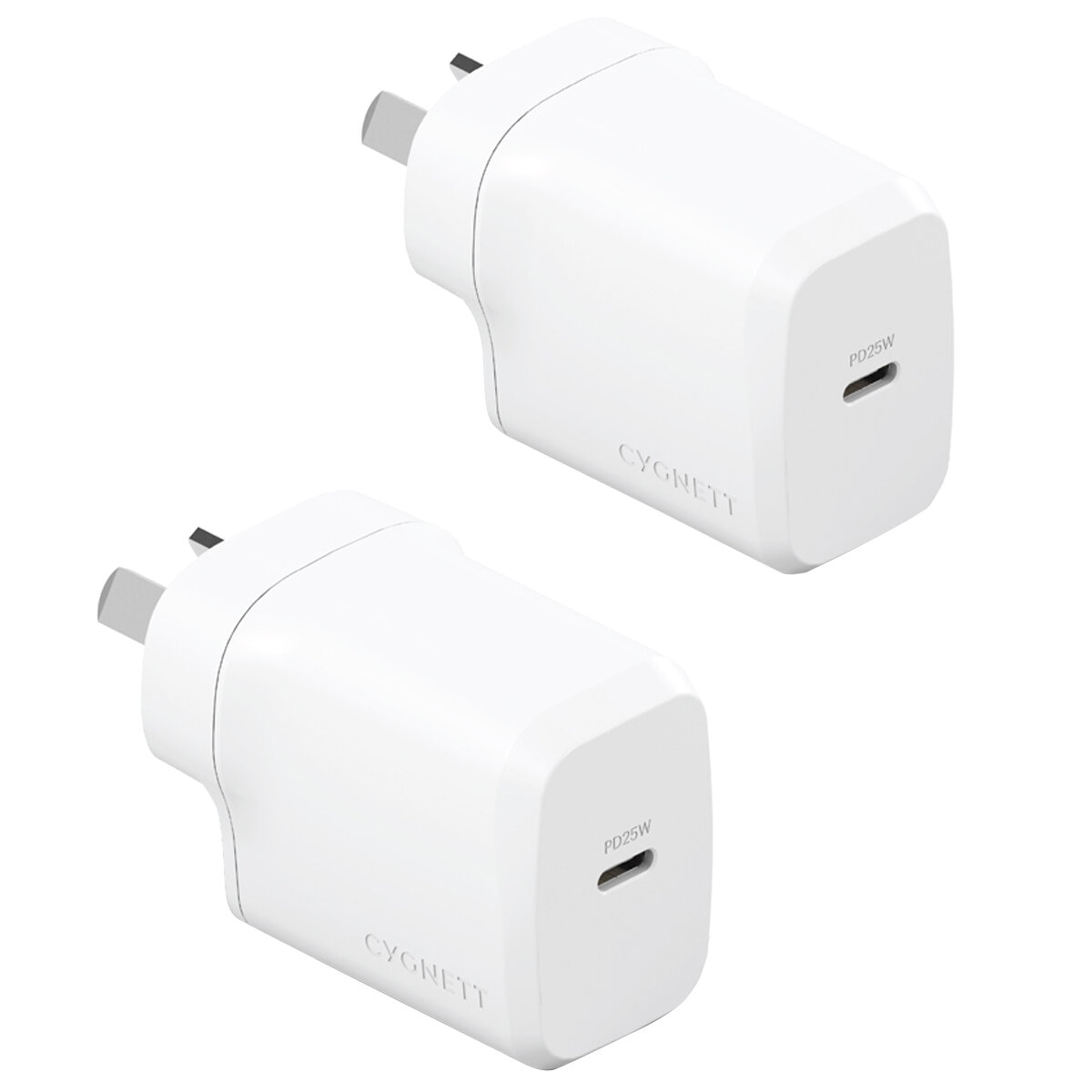 Cygnett Powerplus 25W USB-C Wall Charger Twin Pack White CY5173PDWCH Cygnett Powerplus 25W USB-C Wall Charger Twin Pack White CY5173PDWCH