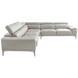 Abbyson Quinton Top Grain Leather Sectional with Adjustable Headrests Grey