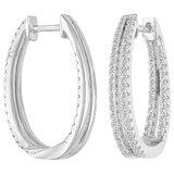 18KT White Gold 0.62 CTW Diamond Hoop Earrings