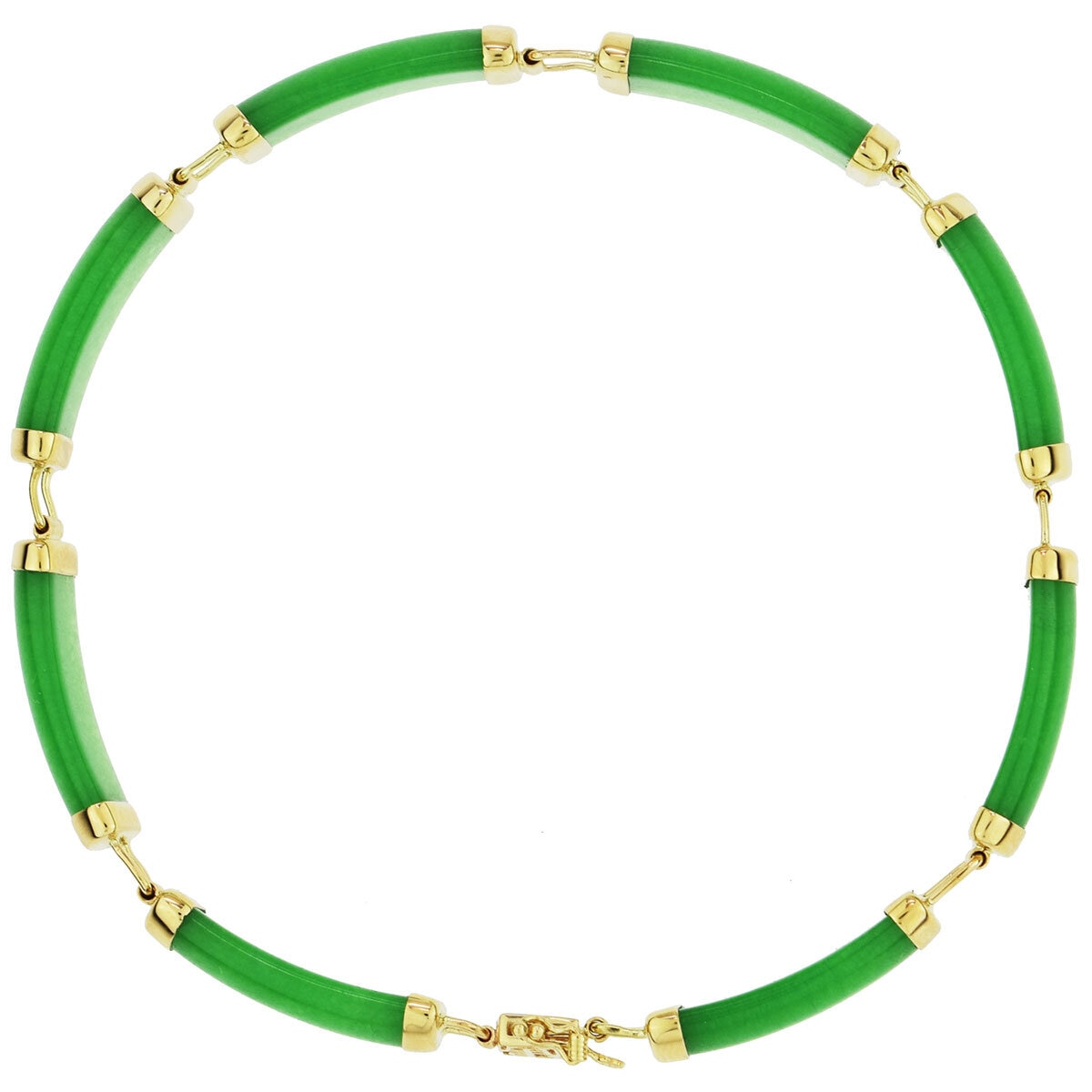 18KT Yellow Gold Green Jade Link Bracelet