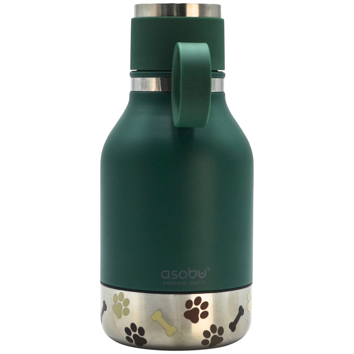 ASOBU 1 Litre Bottle With 360ml Dog Bowl Forest Green