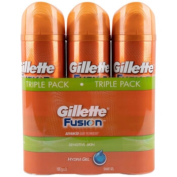 Gillette Fusion Hydra Sensitive Skin Shave Gel 3 x 195g
