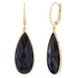 14KT Yellow Gold Pear Shape Black Onyx Earrings