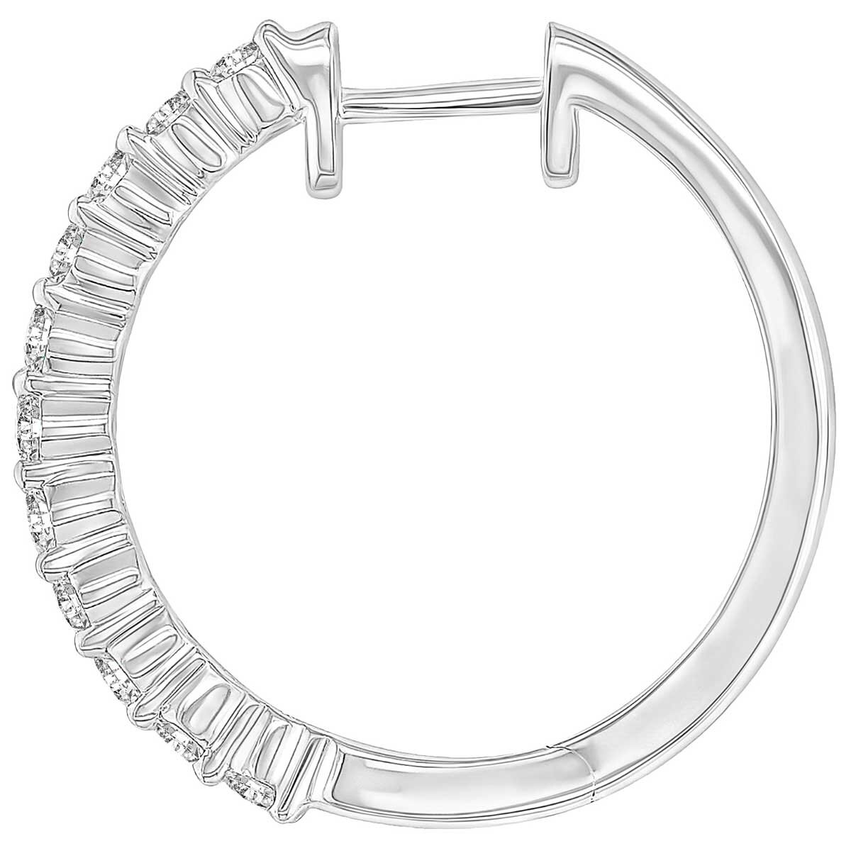 18KT White Gold 1.00ctw Diamond Hoop Earrings