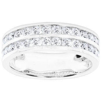 18KT White Gold 1.10ctw Round Diamond 2 Row Ring