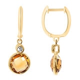 14KT Yellow Gold 0.06ctw Diamond And Citrine Earrings/