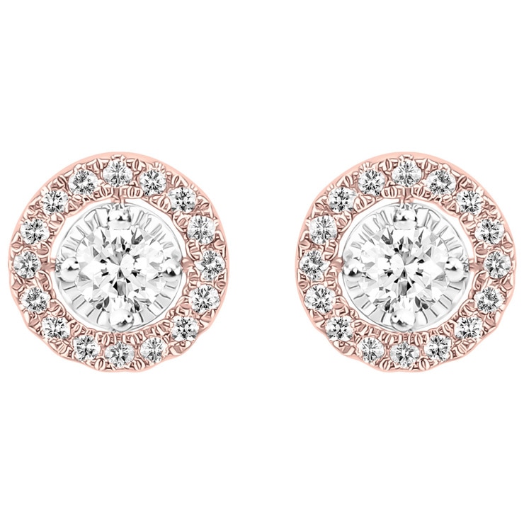 Round Brilliant Cut 0.33ctw Diamond 18KT Two Tone Gold Earrings ...