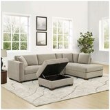 Thomasville 3 Piece Fabric Sectional with Storage Ottoman Thomasville 3 Piece Fabric Sectional with Storage Ottoman