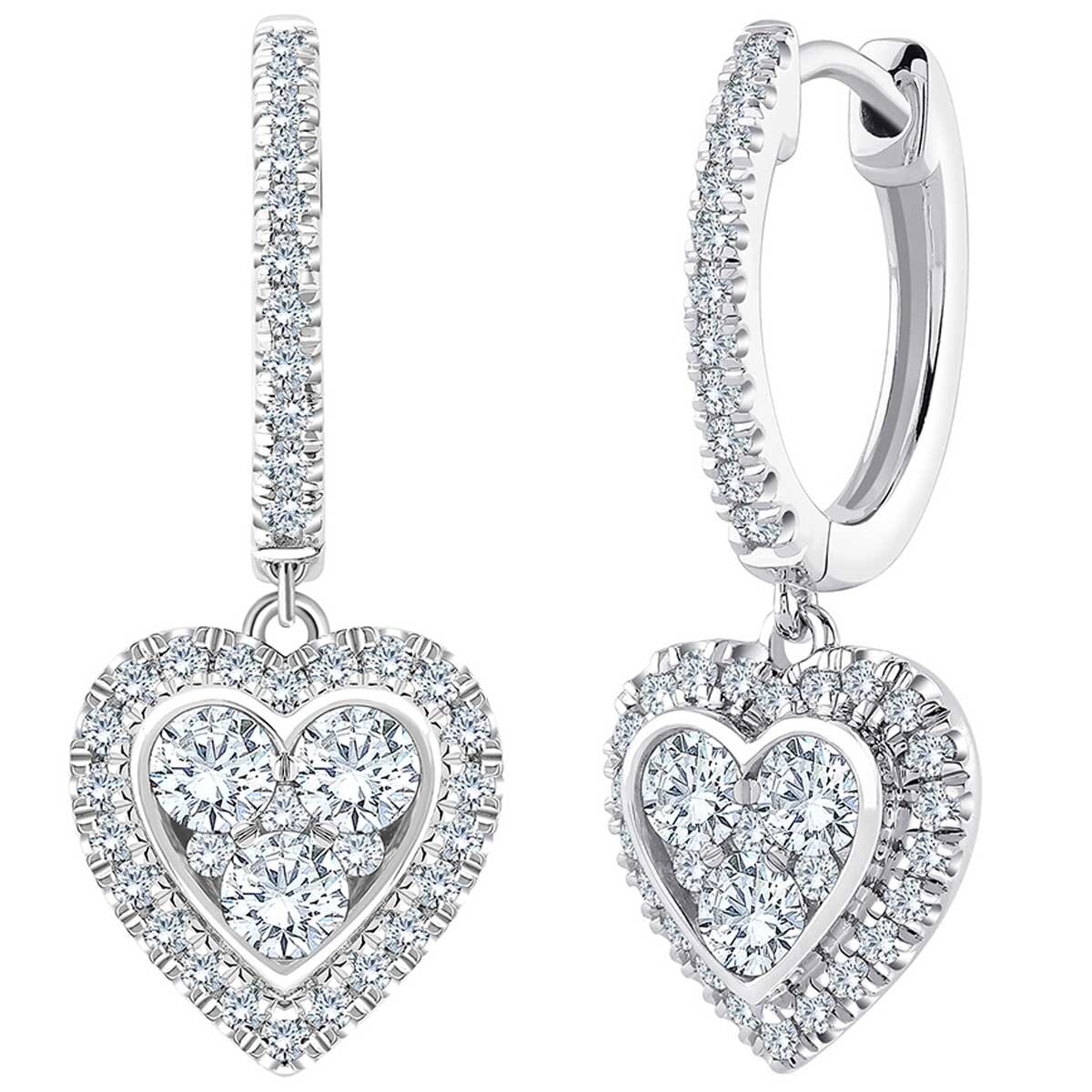 18KT White Gold Heart Shape 0.82ctw Diamond Earrings