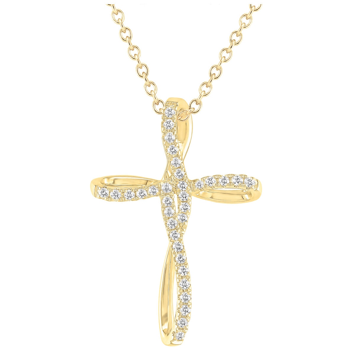 18KT Yellow Gold 0.18ctw Diamond Cross Pendant