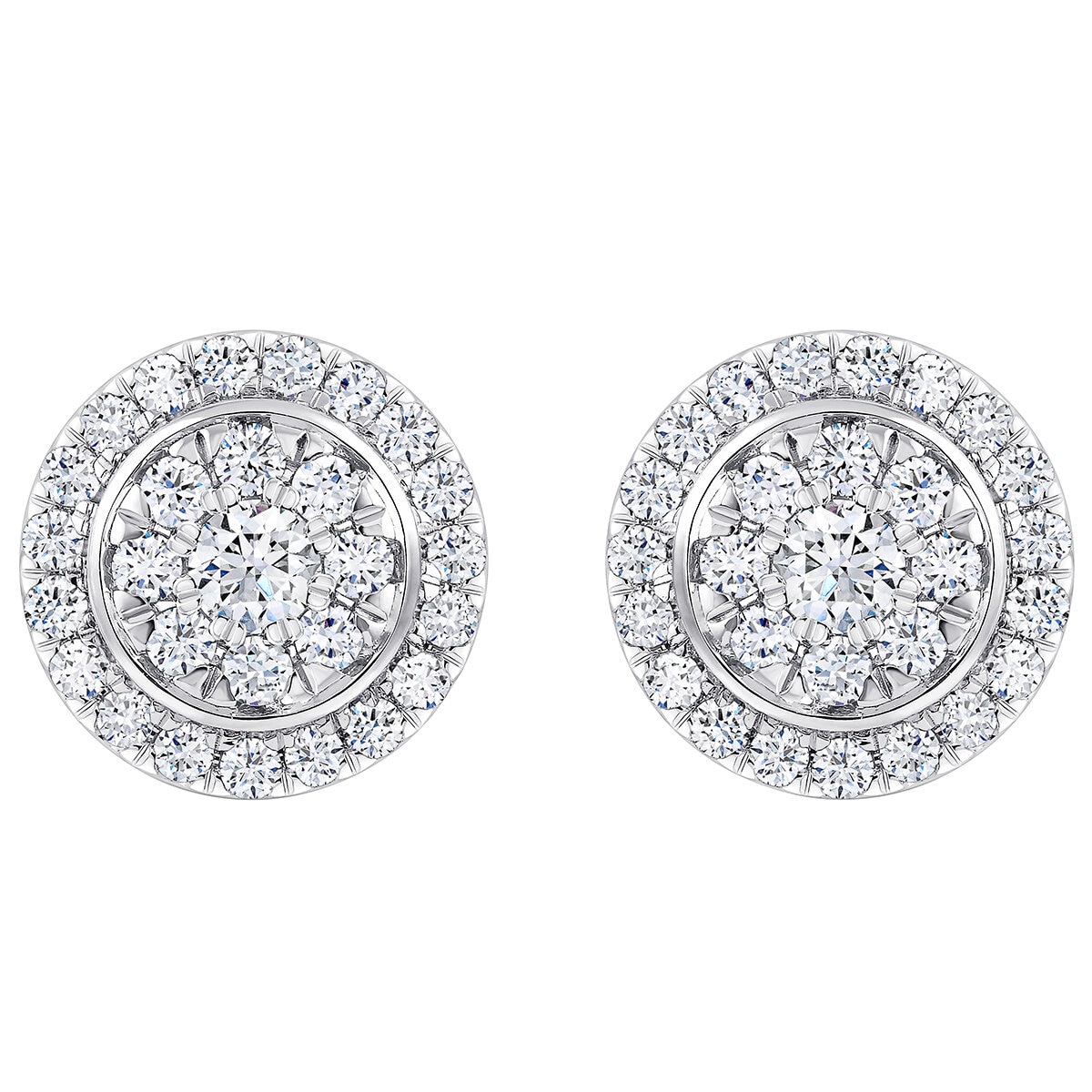 18KT White Gold 0.40ctw Round Diamond Halo Stud Earrings