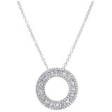 18KT White Gold 0.85CTW Diamond 3 Row Circle Pendant Set