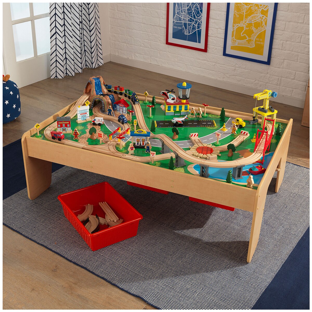 waterfall train set and table