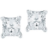 18KT White Gold 0.23CTW Princess Cut Diamond Stud Earrings/