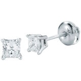 18KT White Gold 0.23CTW Princess Cut Diamond Stud Earrings/