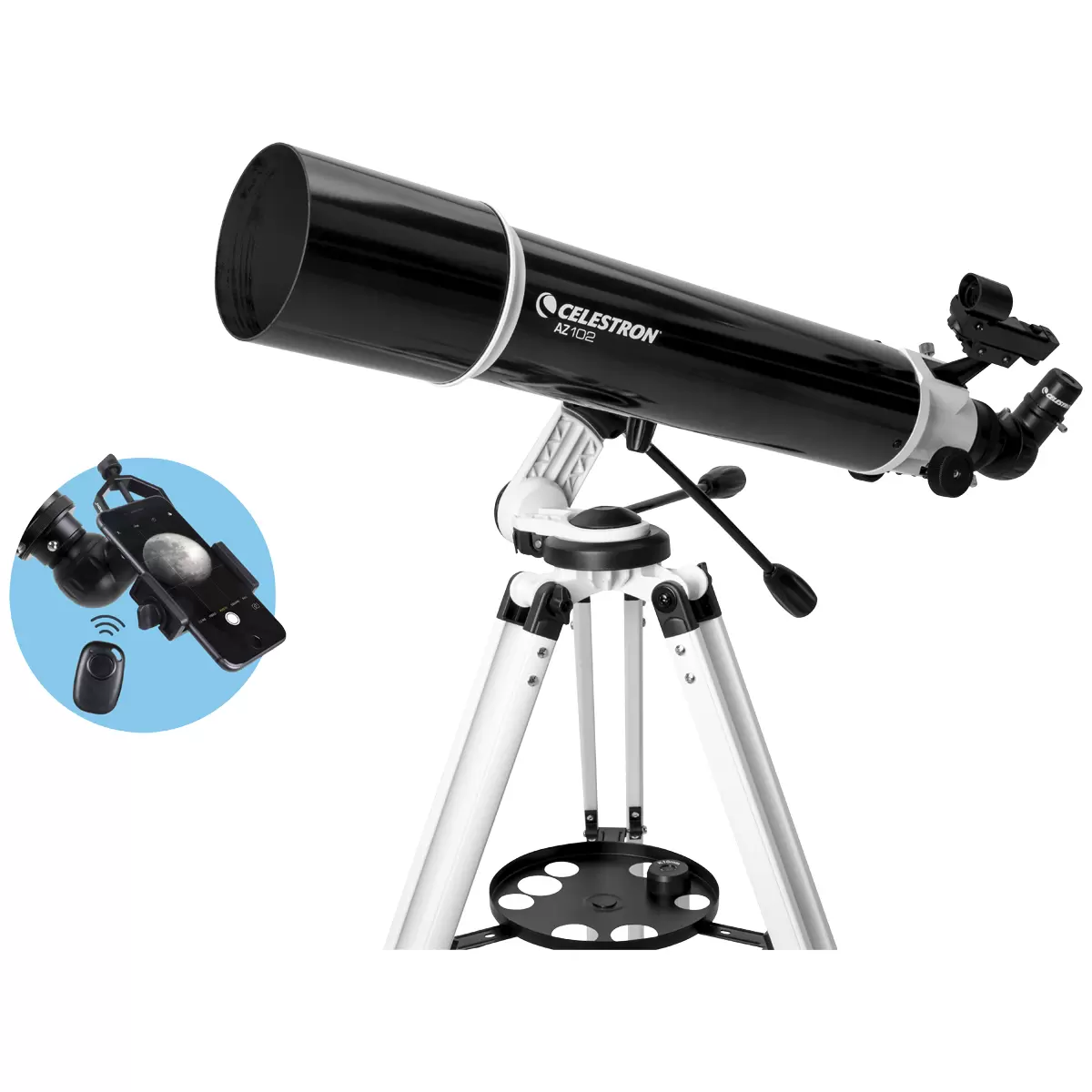 Celestron AZ 102 Telescope with Smartphone Adapter and Bluetooth Remote