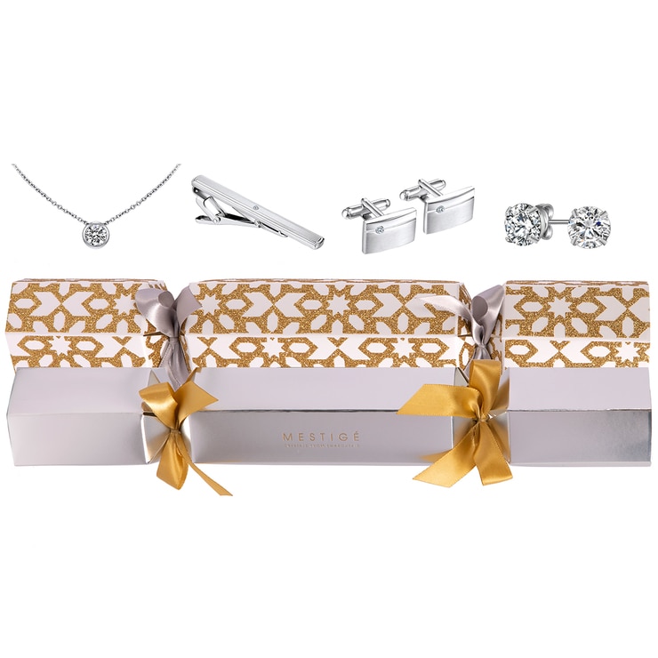 Mestige Premium Swarovski Crystal Christmas Crackers 8pk Gold & Silver