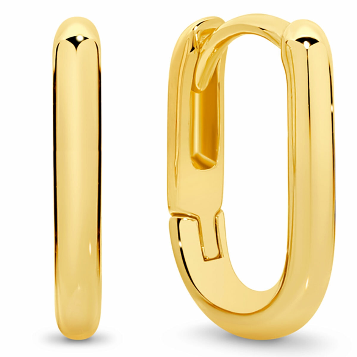 18KT Yellow Gold Paperclip Huggie Earrings 18KT Yellow Gold Paperclip Huggie Earrings