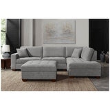 Thomasville Miles Fabric Sectional with Ottoman Grey