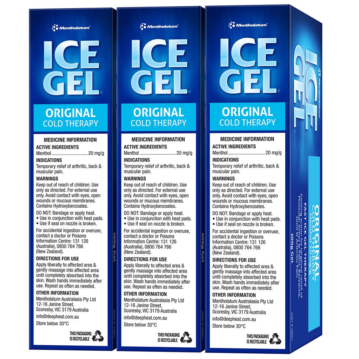 Mentholatum Ice Gel 3 x 100g