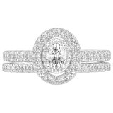 18KT White Gold 1.00ctw Round Diamond With Oval Centre Bridal Set