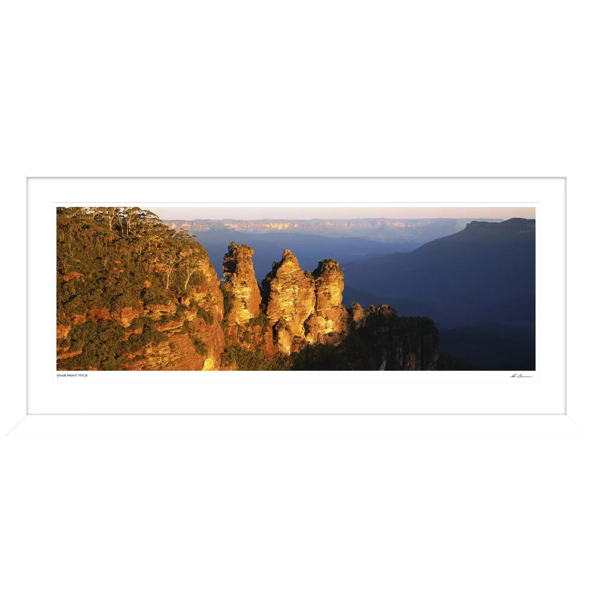 Ken Duncan 30 The Three Sisters, NSW Framed Print White