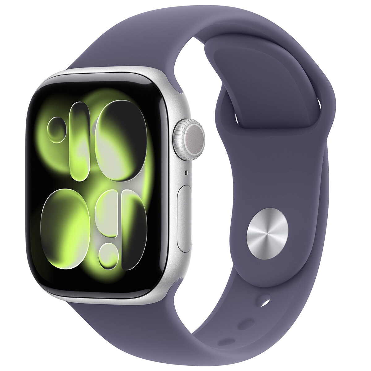 Apple Watch Series 11 GPS 42mm Silver Aluminium Case with Purple Fog Sport Band - S/M Apple Watch Series 11 GPS 42mm Silver Aluminium Case with Purple Fog Sport Band - S/M