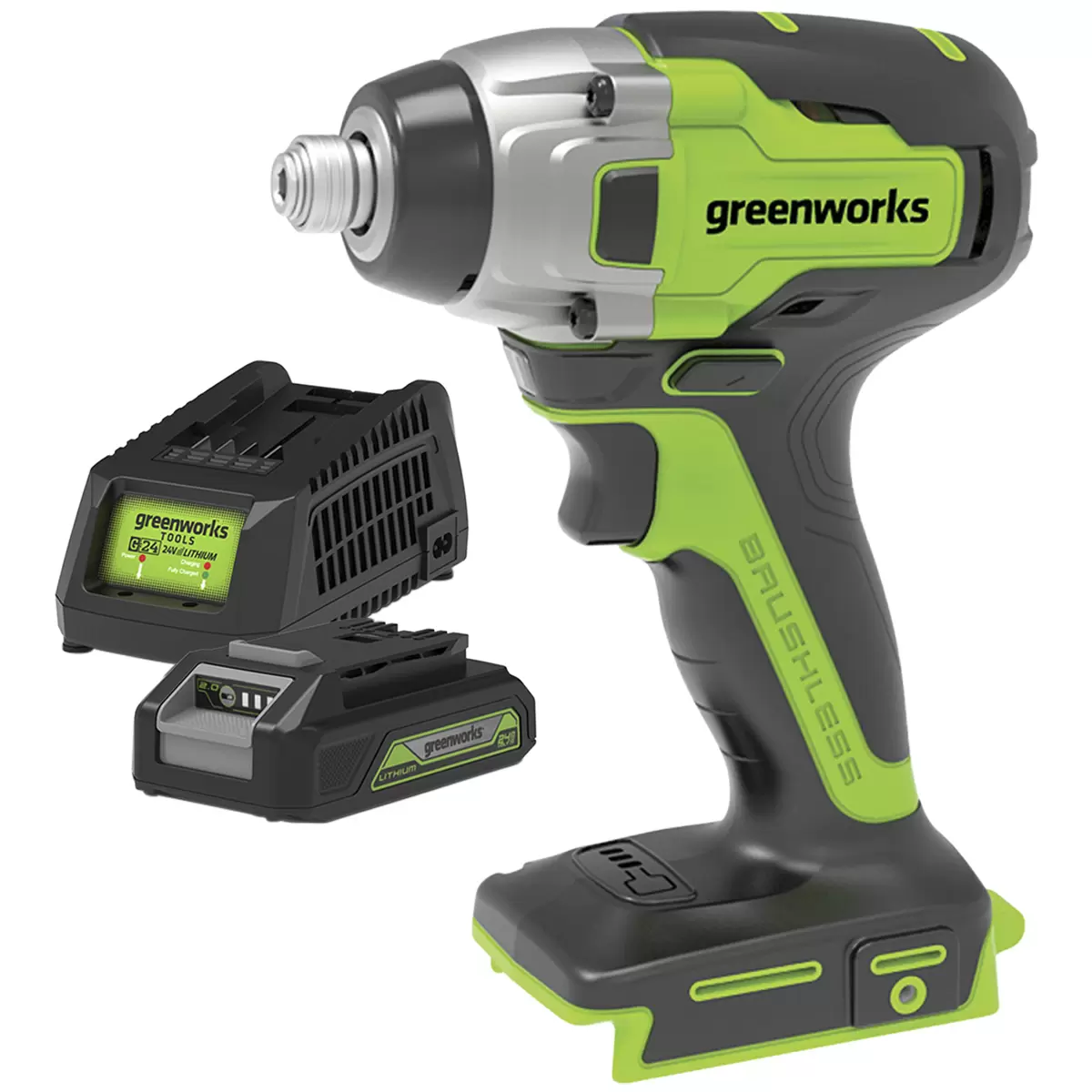 Greenworks Brushless Impact Driver 24V with Battery and Charger