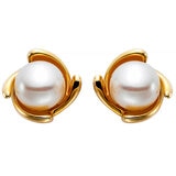 18KT Yellow Gold Cultured Freshwater Pearl Stud Earrings