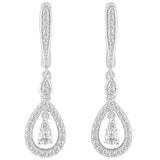 18KT White Gold 0.47ctw Round Diamond Lever Back Drop Earrings