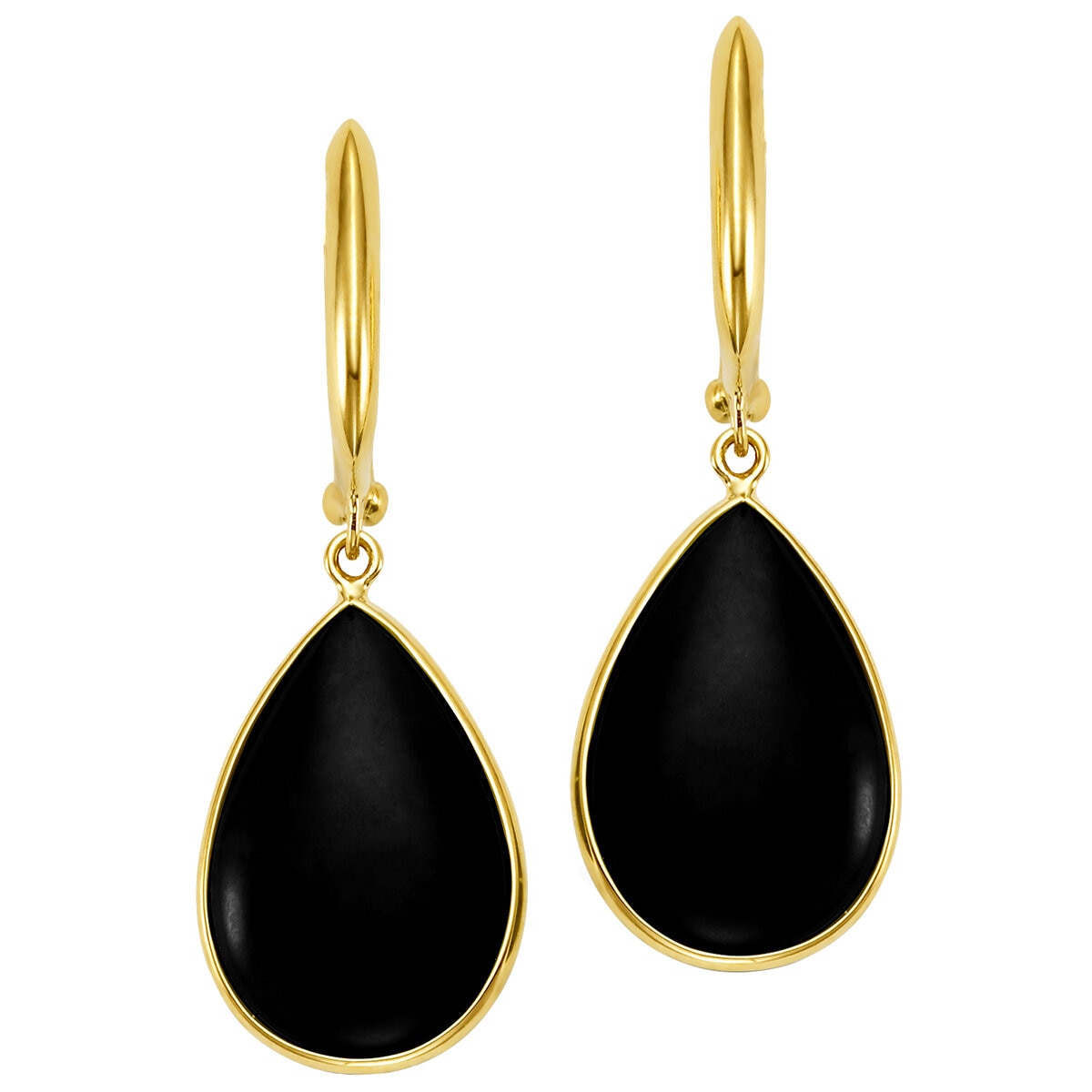 14kt Yellow Gold Black Onyx Bezel Pear Shape Earrings