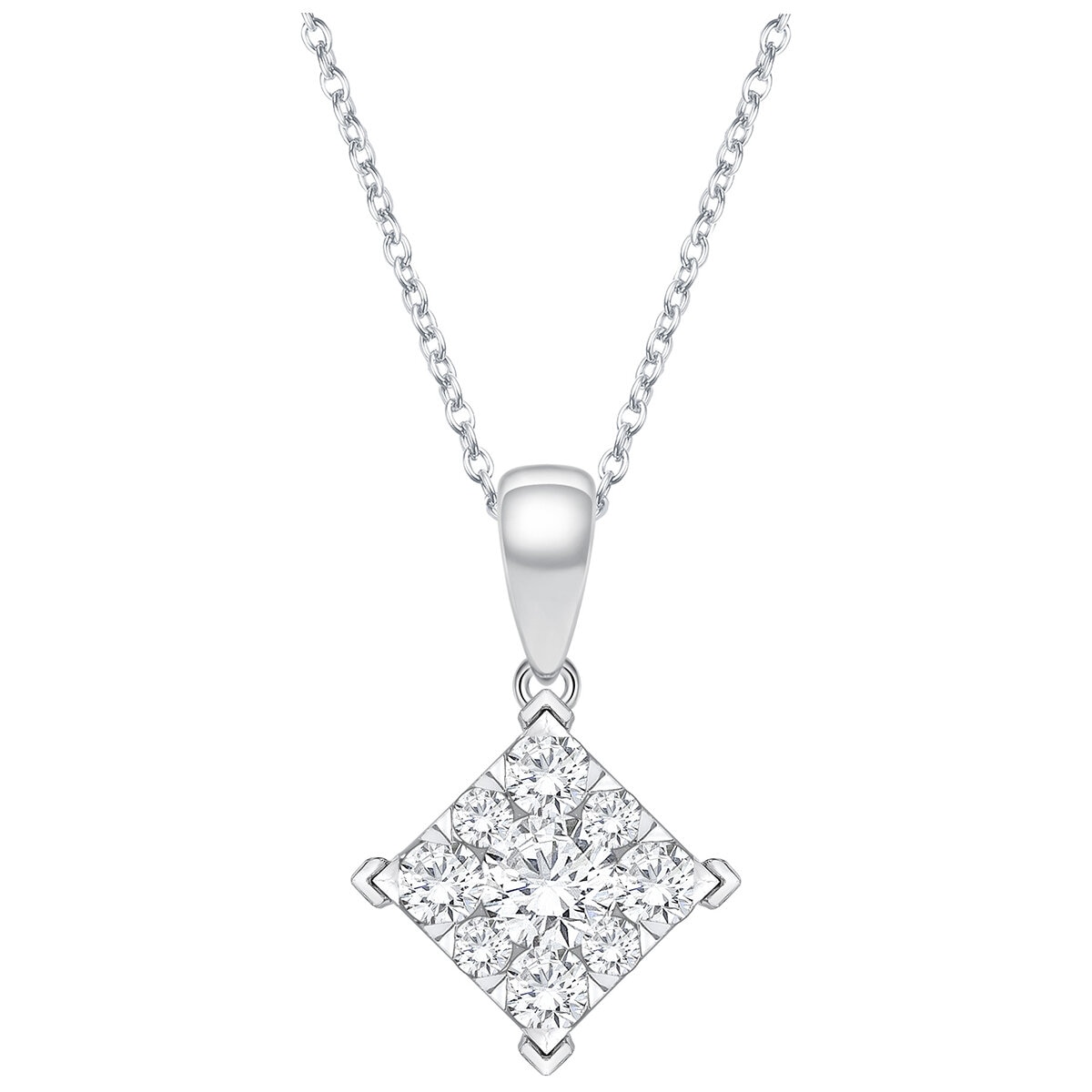 18KT White Gold 0.25ctw Diamond Square Shape Pendant