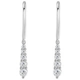 18KT White Gold 0.50ctw Round Diamond 5 Stone Drop Earrings