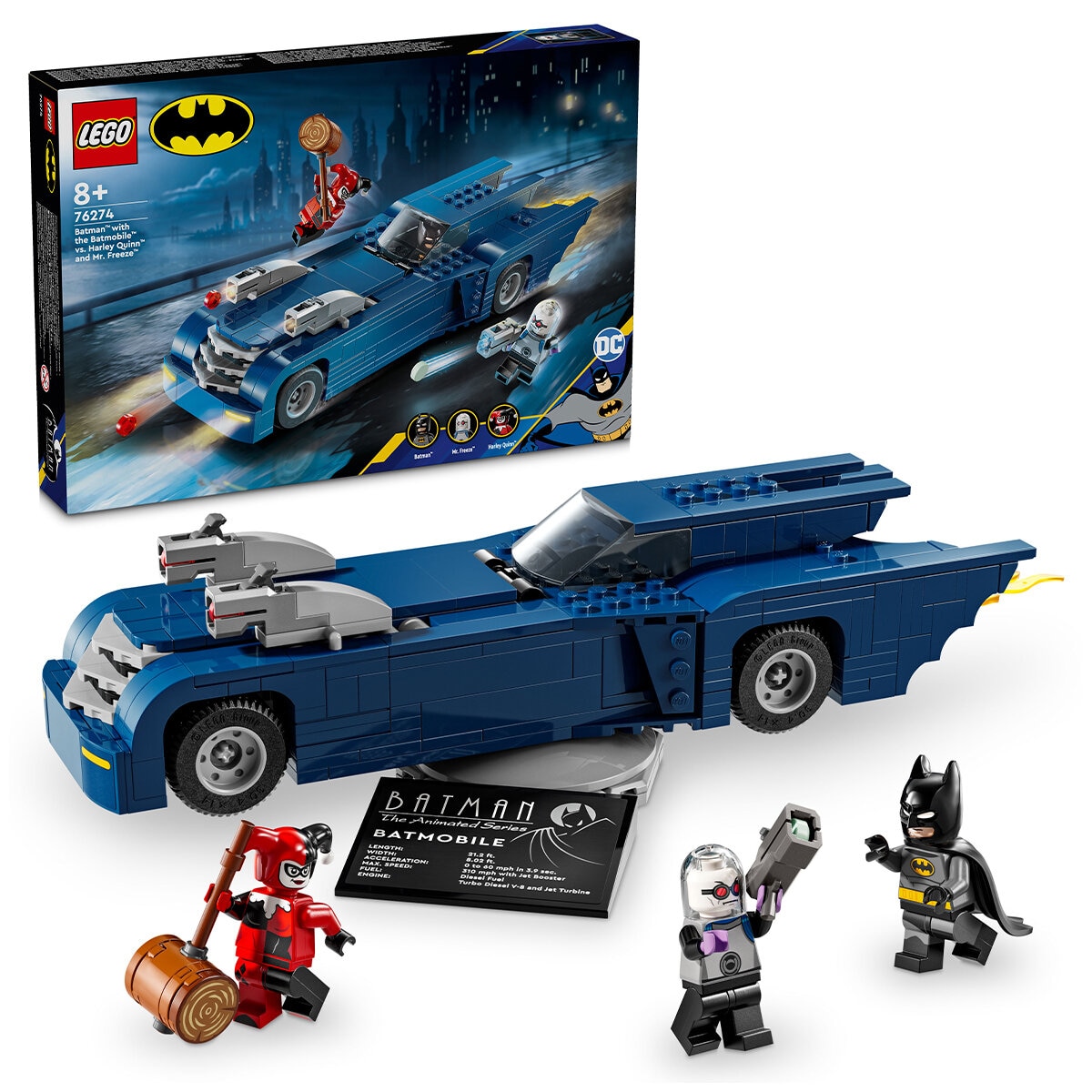 LEGO batman with the batmobile vs. harley quinn