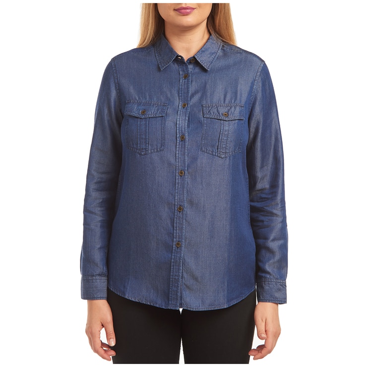 Jachs Girlfriend Long Sleeve Tencel Top Dark Denim | Costco Australia