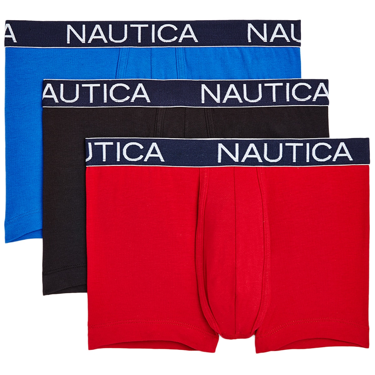 Nautica Men's 3pk Trunks Black, Blue & Red | Costco Austr