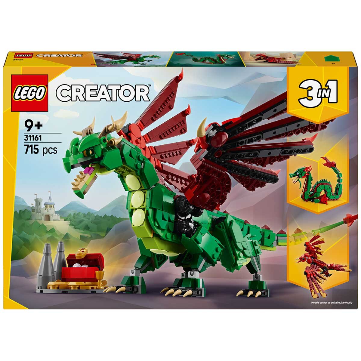 LEGO Creator 3 In 1 Medieval Dragon Creature Toy Playset 31161