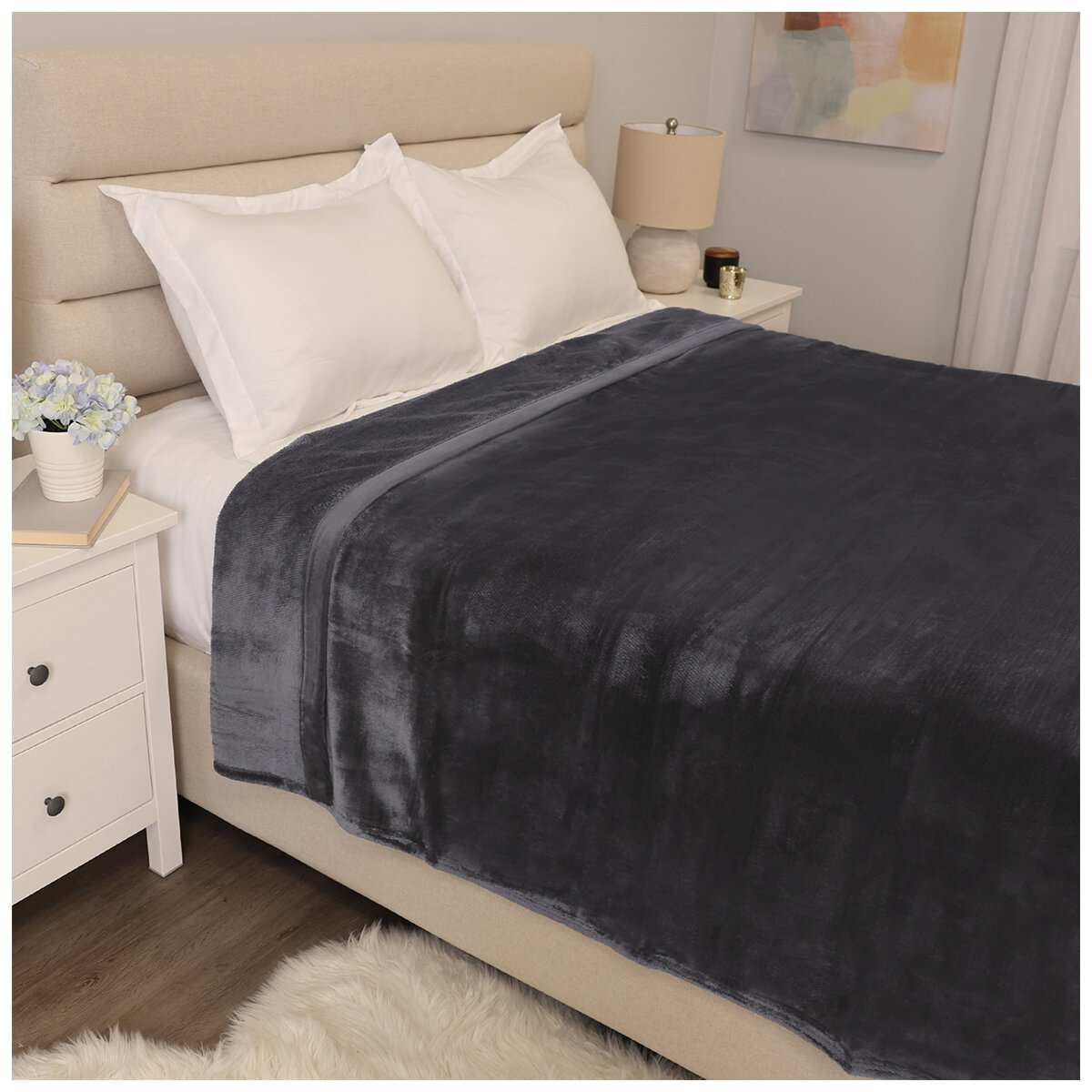 Kirkland Signature Plush Blanket Queen Charcoal