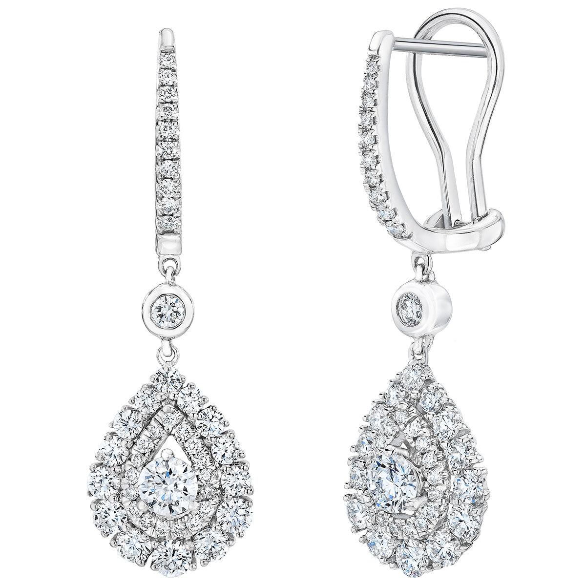 18KT White Gold 1.50ctw Diamond Dangle Earrings