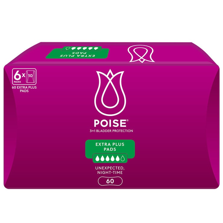 Poise Extra Plus Pads 2 x 60 Pack Poise Extra Plus Pads 2 x 60 Pack