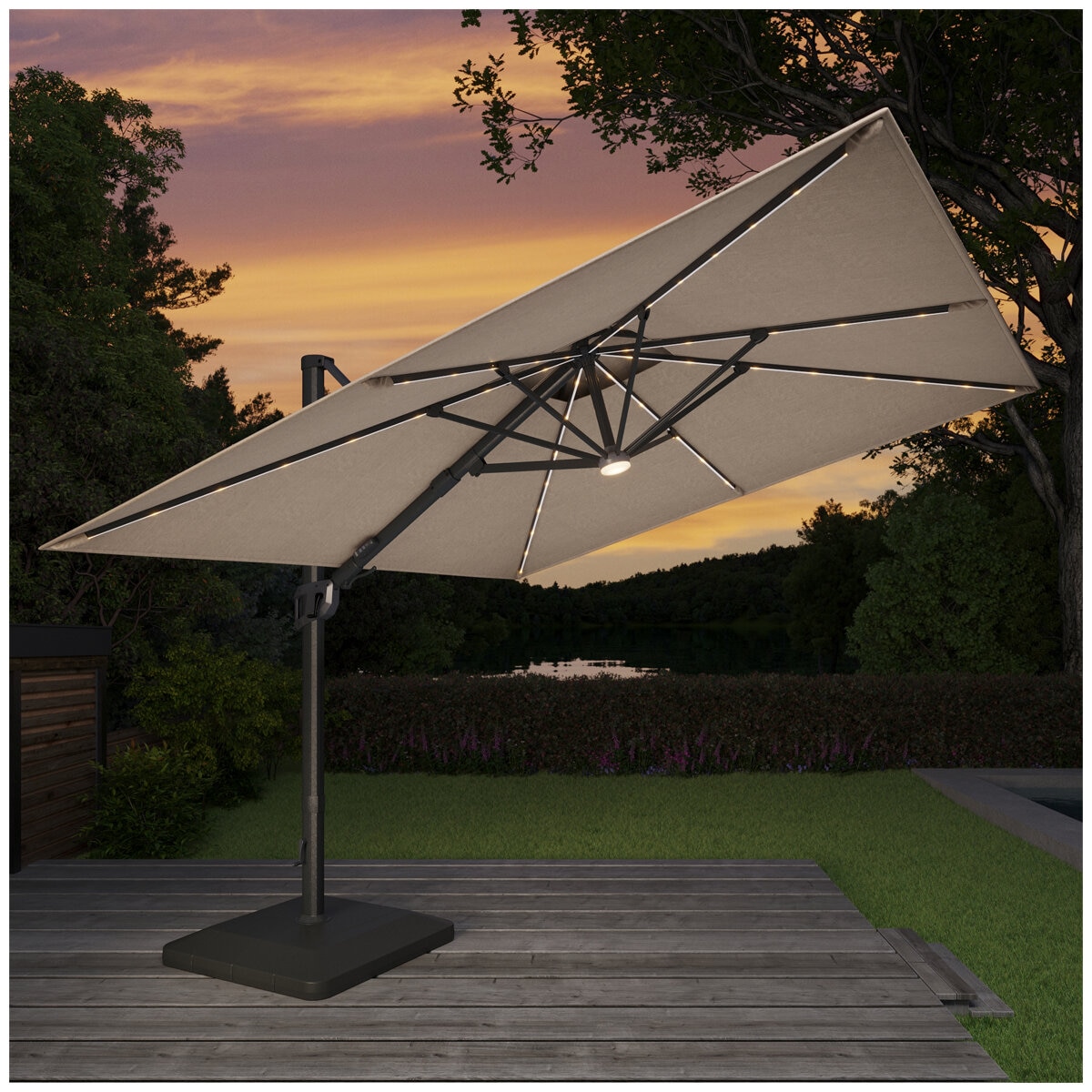 Atleisure Solar LED Cantilever Umbrella Atleisure Solar LED Cantilever Umbrella