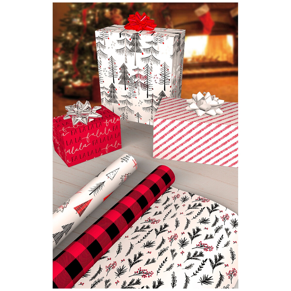 Kirkland Signature Red and Black Double-Sided Gift Wrap 6 Pack