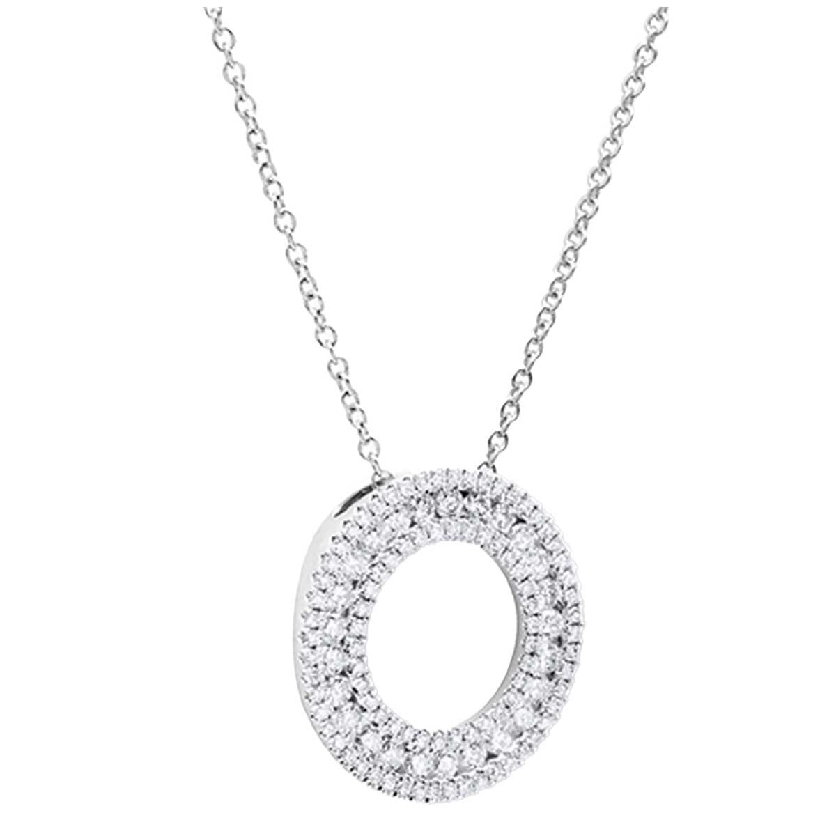 18KT White Gold 0.85CTW Diamond 3 Row Circle Pendant Set