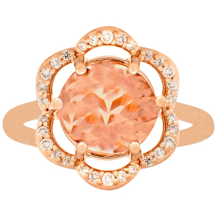 14KT Rose Gold Morganite and Diamond Flower Ring | Costco Australia