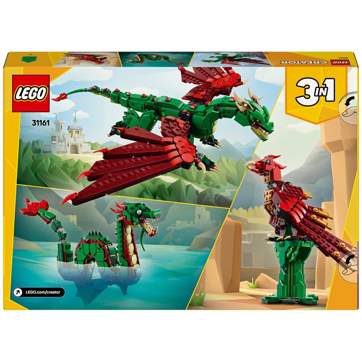 LEGO Creator 3 In 1 Medieval Dragon Creature Toy Playset 31161