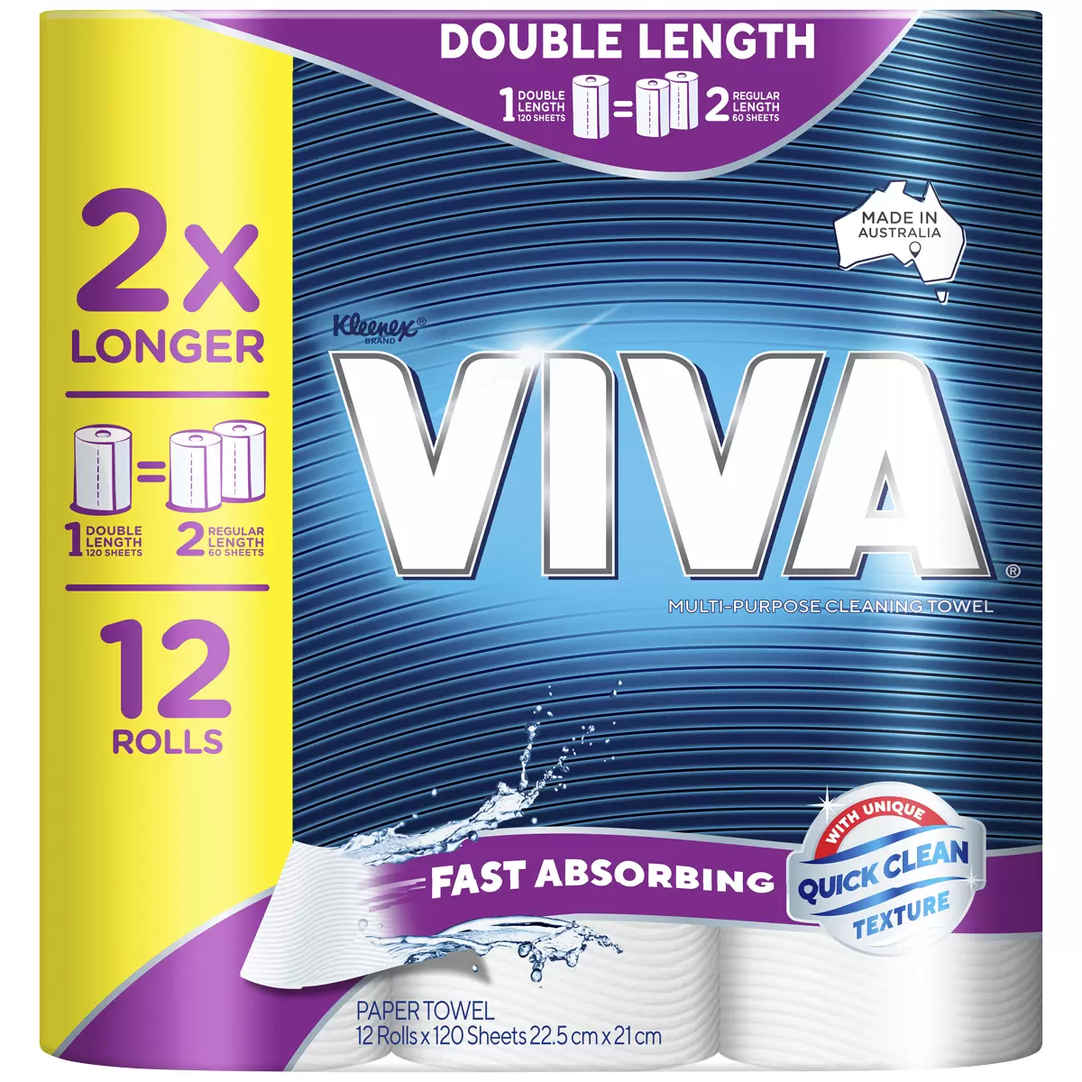 Viva Double Length Cleaning Paper Towels 12 x 120 Sheets